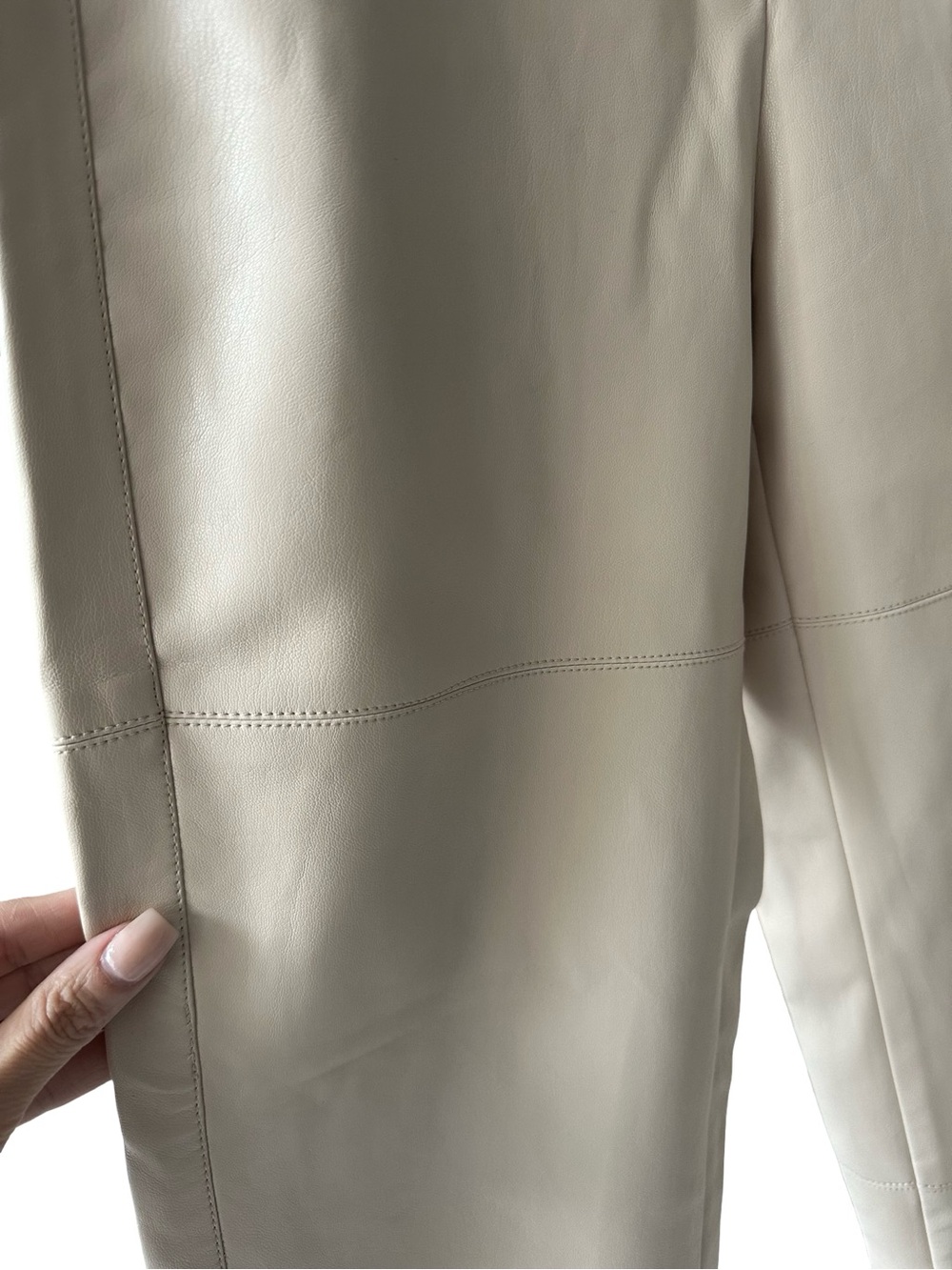 ESQUALO Straight-Leg Faux Leather Pants in Light Beige - Picture 5 of 8